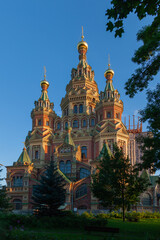 Fototapeta na wymiar Orthodox Cathedral of Peter and Paul in New Peterhof, Russia