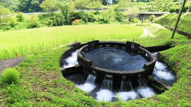 夏の音無井路十二号円形分水　タイムラプス　大分県竹田市