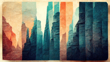 Abstract mountain and canyon wallpaper texture illustration - obrazy, fototapety, plakaty