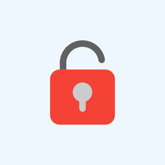Unlock icon in flat style about user interface, use for website mobile app presentation