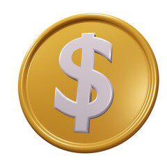 3d dollar gold coin icon