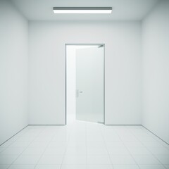 White empty room and doors in the corridor