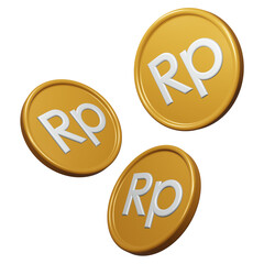 3d rupiah gold coin illustration