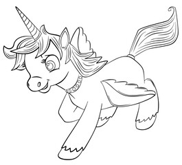 Unicorn . Element for coloring page. Cartoon style.