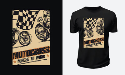Motorcycle and Racing T shirt Design Vector Graphic Illustration for Print on Demand Site and Tees Business