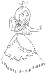 Princess. Element for coloring page. Cartoon style.