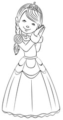 Princess. Element for coloring page. Cartoon style.