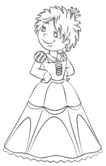 Princess. Element for coloring page. Cartoon style.