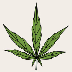 simplicity cannabis leaf freehand drawing.