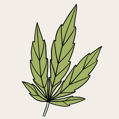 simplicity cannabis leaf freehand drawing.