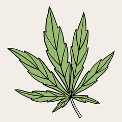simplicity cannabis leaf freehand drawing.