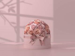 Round bouquet of roses. 3d render. 