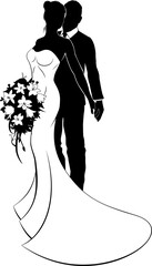 Bride and Groom Husband and Wife Wedding Silhouette
