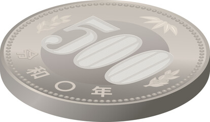 わりとリアルな500円硬貨（アイソメ）