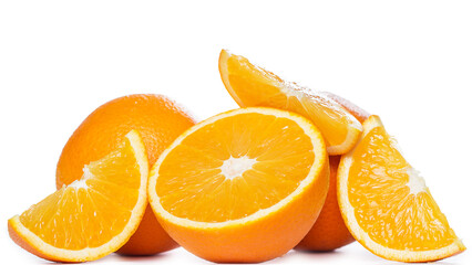 Sliced and whole oranges