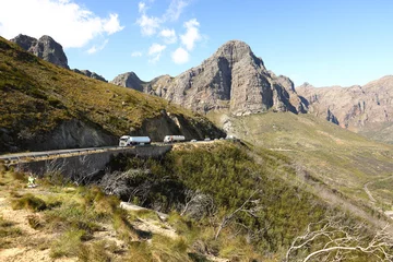 Foto op Canvas Vehicles driving up Du Toits Kloof Pass near Paarl, Western Cape, South Africa. © Jacques Hugo