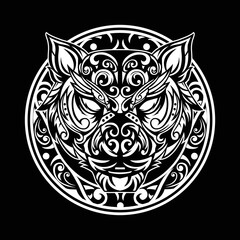 Tiger Mask black and white tattoo