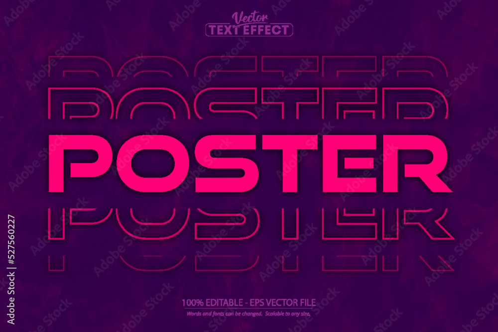 Wall mural poster text effect, editable creative and minimal font and text style