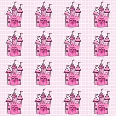 Fototapeta premium The pink castle in wonderful seamless pattern