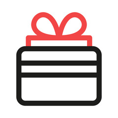 Bonus card icon. Gift credit card with gift box, vector illustration
