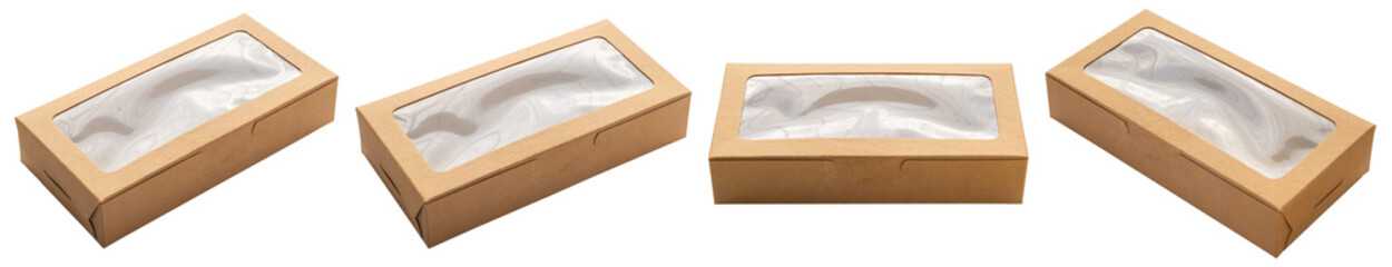 Mockup brown box set isolated on white background