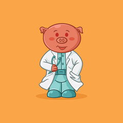 Cute baby doctor with stethoscope, Cartoon vector icon illustration. flat cartoon style