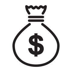 Money bag line icon. sack of money outline vector illustration