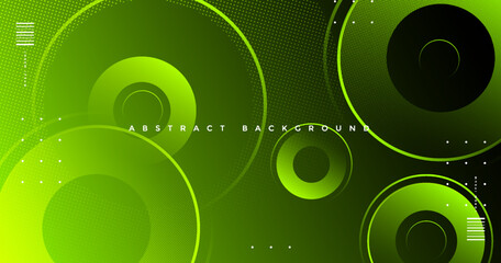 Abstract bright green circle background with gradient circle lines