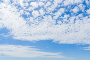 Naklejka na ściany i meble Blue sky and cirrus white high clouds. Horizontal.