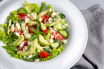 Avocado salad with lettuce and cheese