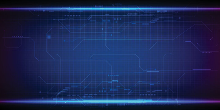 Vector illustrations of futuristic blue hi-tech element with grid line and circuit for advertising layout and game development artwork.Future technology and innovation concepts.