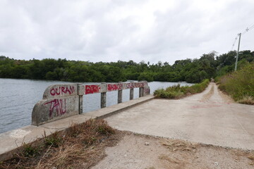 Former Japanese navy headquarter island Tonoas in Chuuk. There are many Japanese ww2 relics. Truk lagoon is the World's wreck diving destination Chuuk state of Federated States of Micronesia.