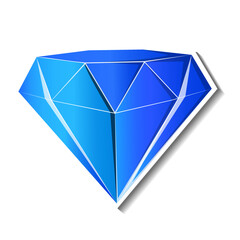 Blue diamond on white background