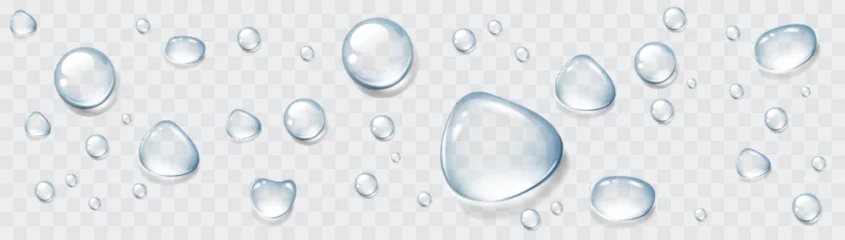 Realistische transparente Wassertropfen gesetzt. Regentropfen auf dem Glas. Isolierte Vektorillustration © JL-art