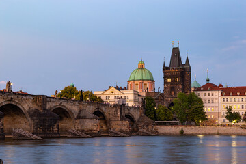 Charles Bridge and Vltava river (Karluv Most - in czech) in Prague, Czechia..
