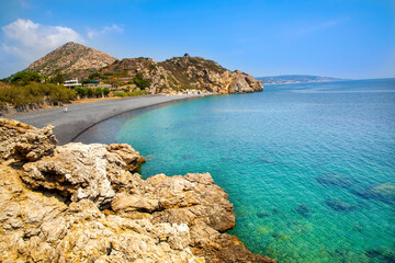 Fototapeta na wymiar Mavra Volia Beach, Chios, Greece