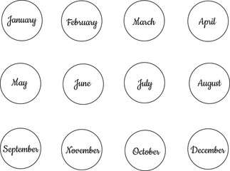 All months in English. Calendar.
High quality vector illustration.