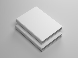 Two White Books Mockup with blank textured hard cover. 3d rendering