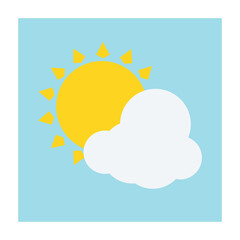 Sun and cloud vector emoji illustration