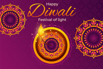 Happy Diwali festival of India background. Vector illustration. 
