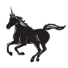 Obraz premium running unicorn silhouette isolated, vector