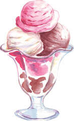 Ice cream. Watercolor clipart png