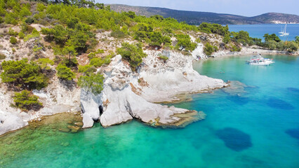 White rocks bay, Karaburun - İzmir - Turkey. Natural cave in the sea. Turkish name; Beyaz Kayalar...