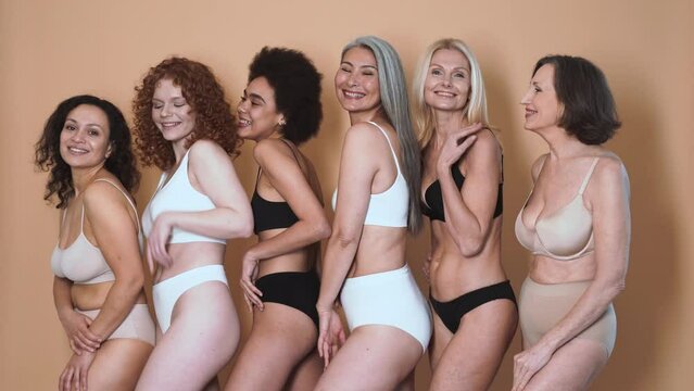 beauty image of a group of women with different age, skin and body