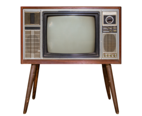 Vintage tv - antique wooden box television isolated for object. retro technology
