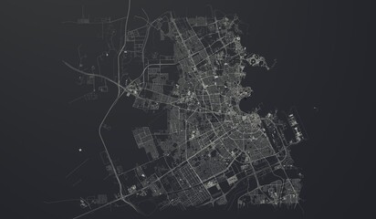 Doha, Qatar city map aerial view. minimal design. 3D Rendering