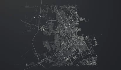 Fotobehang Doha, Qatar city map aerial view. minimal design. 3D Rendering © ink drop