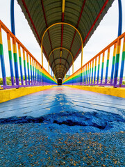 Interior of the Rainbow bridge in Kuala Perlis. Selective focus. Low angle view. - obrazy, fototapety, plakaty