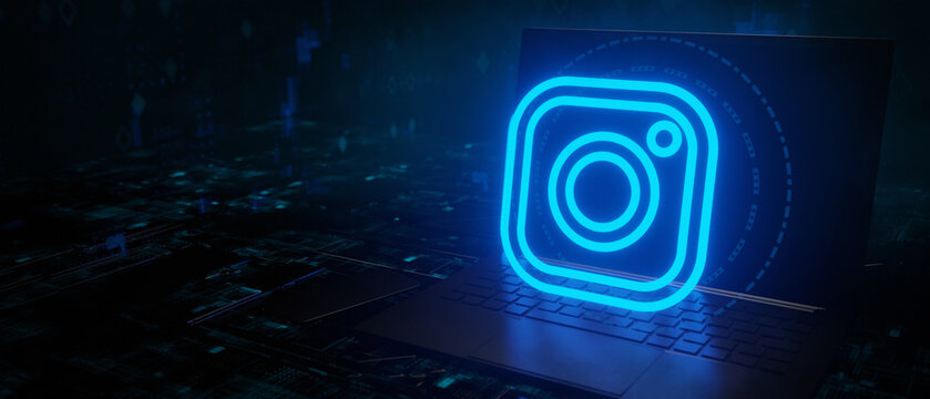 Instagram Social Media Icon Technology Concept Banner Background With Copyspace 3D Render