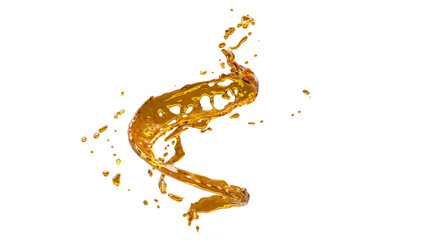 Olive Oil, Honey Splash with droplets . 3d rendering. PNG alpha channel.